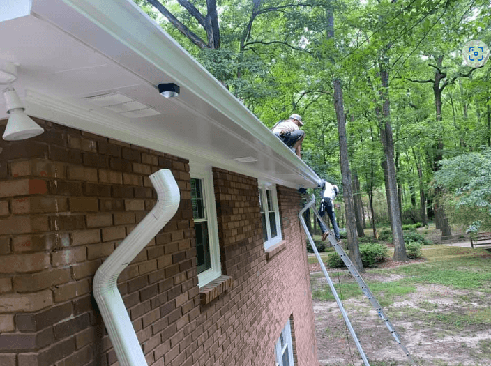 Roof siding repair in progress