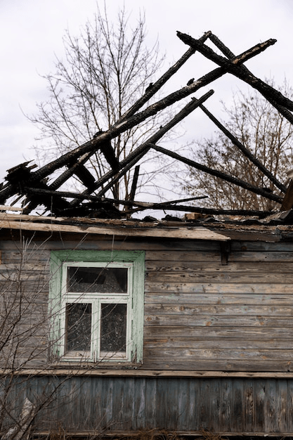 A roof damaged by a storm