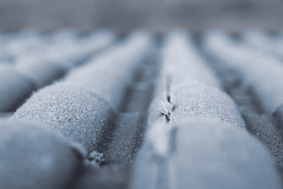 Focused shot of a frozen roof