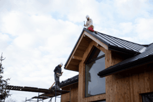 a crew of professional roof contractors at work