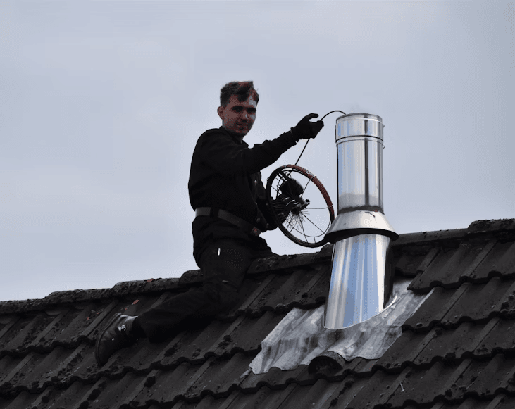 a man working on top of a roof