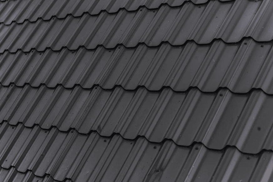 close-up of a black asphalt roofing with shingles