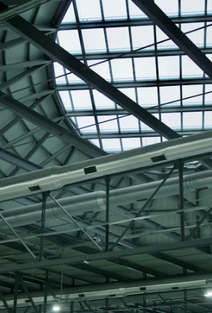 This image shows a glass ceiling with windows.