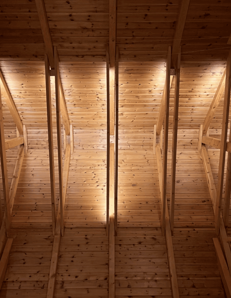 This photo shows roof underside ventilation gap daylight entering space.