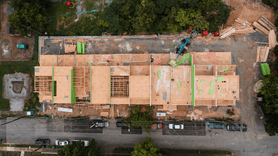 An image of a drone view of a roof.