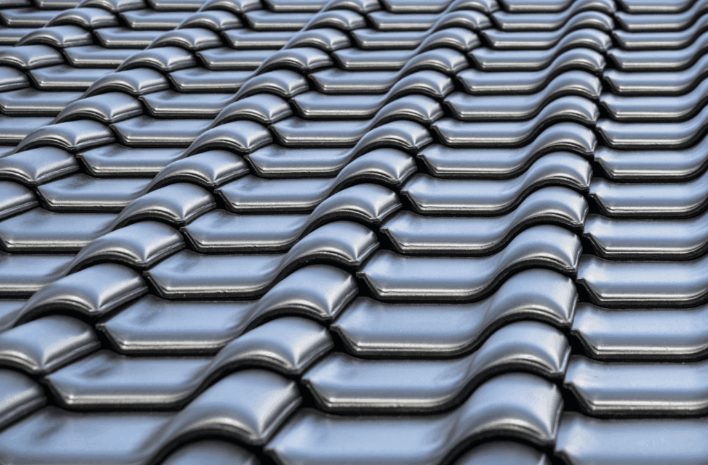 This photo shows a clean shingle roof surface illuminated by sunlight after installation is complete.