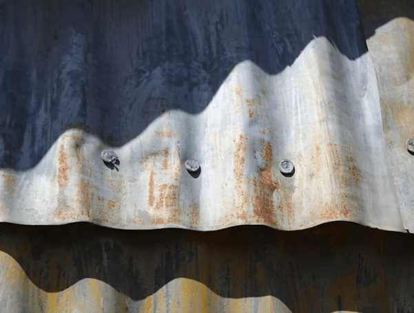 This image shows a rusted metal roof.