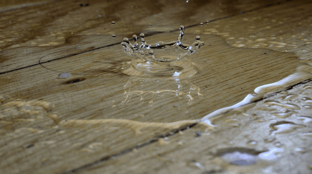 Water leaking from a roof.