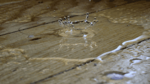 Water leaking from a roof.